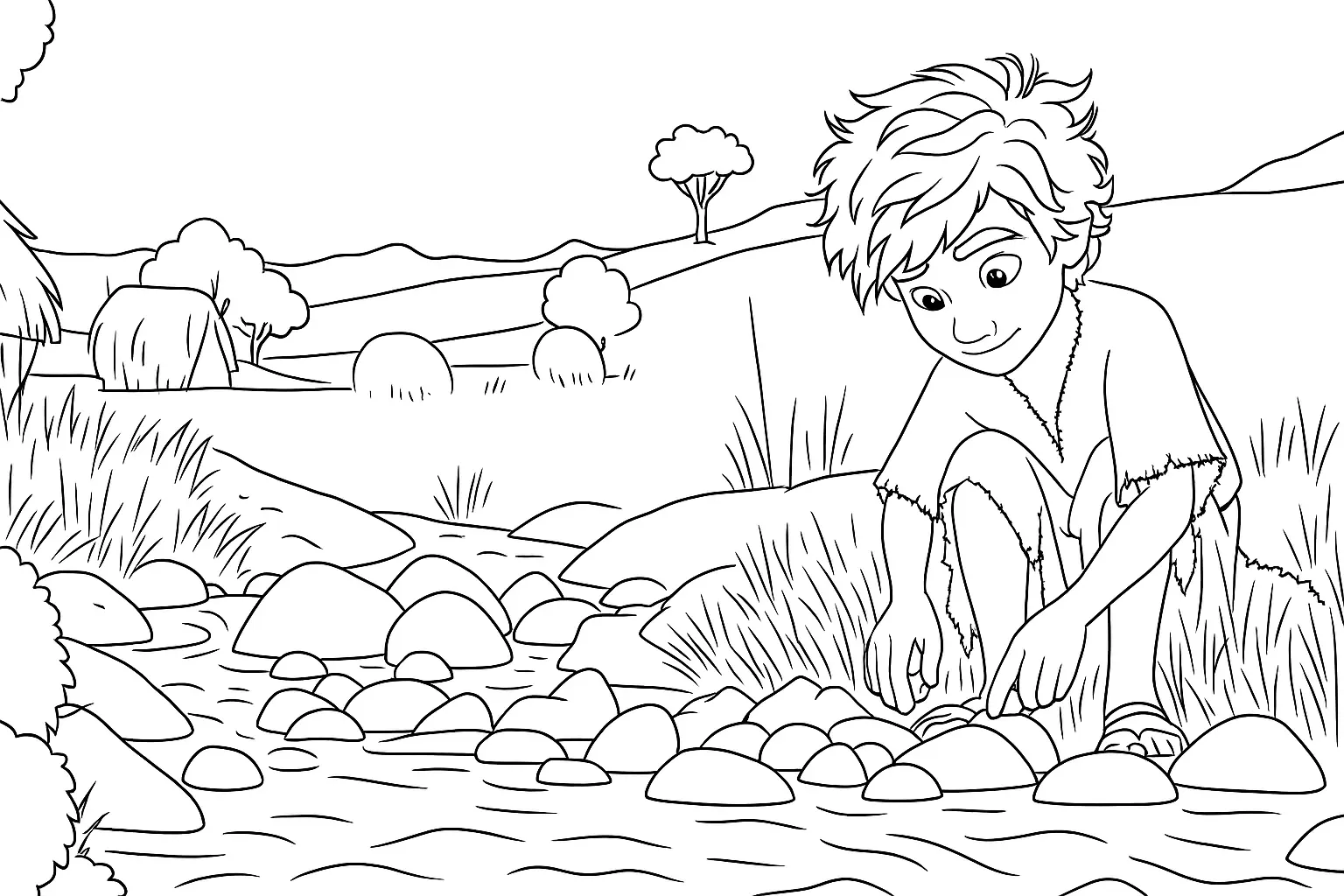 David choosing stones by the stream coloring-page sample