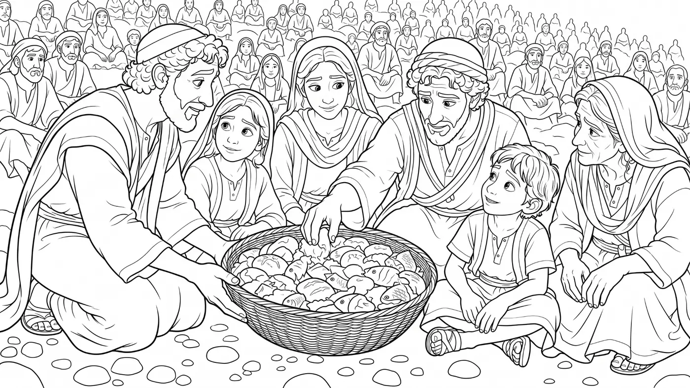 Food being shared with everyone coloring-page sample