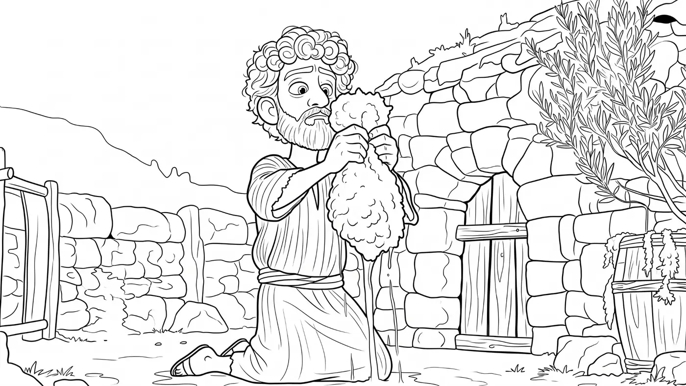 Gideon's wet fleece coloring-page sample
