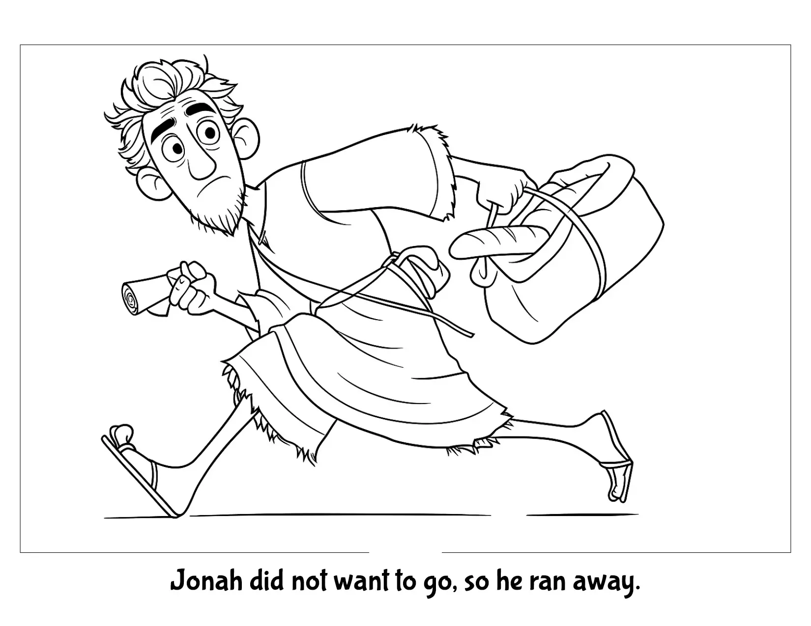 Jonah running away coloring-page sample